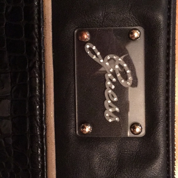 Guess Crossbody Purse.  Faux alligator/gold trim. - Picture 2 of 4